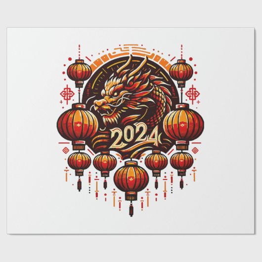 Chinas neues Jahr 2024 Geschenkpapier (Flach)