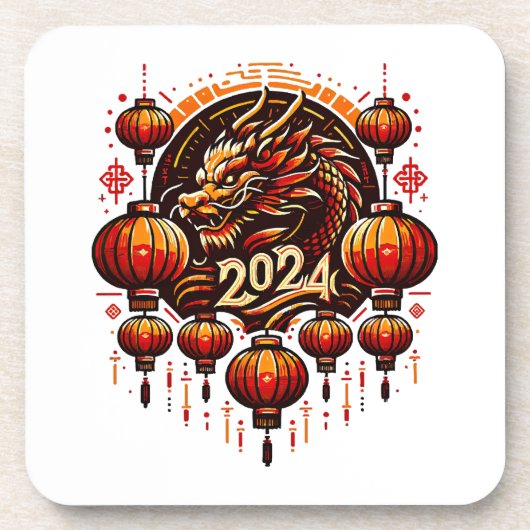 Chinas neues Jahr 2024 Getränkeuntersetzer (Vorderseite)