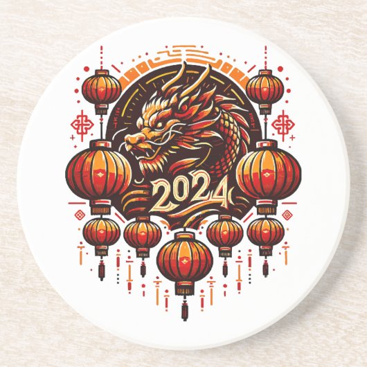 Chinas neues Jahr 2024 Getränkeuntersetzer (Vorne)