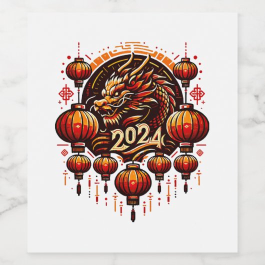 Chinas neues Jahr 2024 Weinetikett (Einzelnes Label)