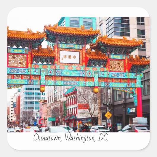 Chinatown DC, USA Quadratischer Aufkleber (Vorderseite)