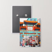 Chinatown in Washington DC. USA Button (Vorderseite/Rückseite)