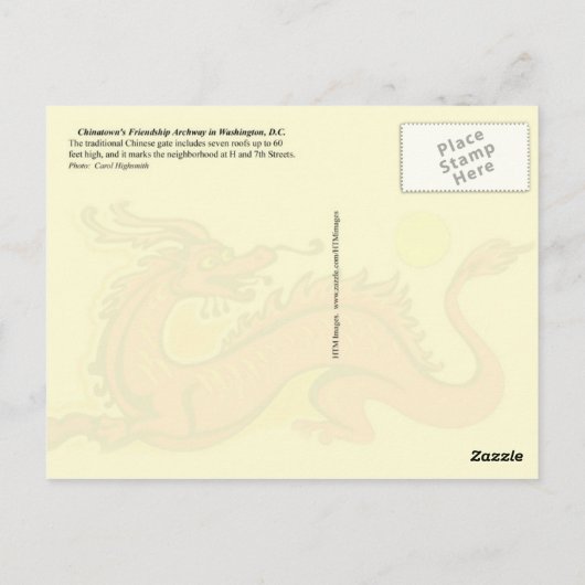 Chinatown's Friendship Archway in Washington, D.C. Postkarte (Rückseite)