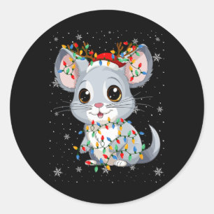 Chinchilla Animal Weihnachtsmannmütze Ugly Christm Runder Aufkleber