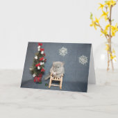 Chinchilla Baby mit Schneeflocke Weihnachtskarte Karte (Gelbe Blume)