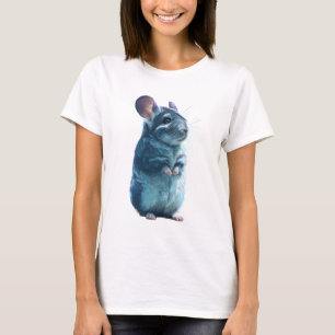 Chinchilla Blaue Fellillustration Stehende Frauen T-Shirt