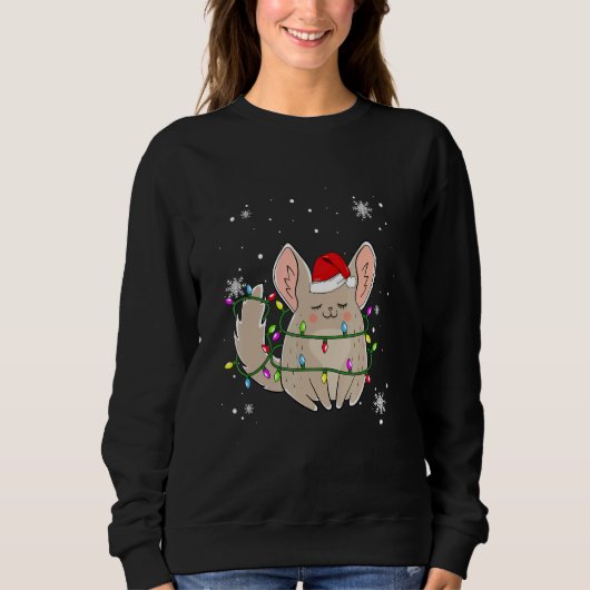 Chinchilla Christmas Lights Led Weihnachtsmannmütz Sweatshirt (Vorderseite)