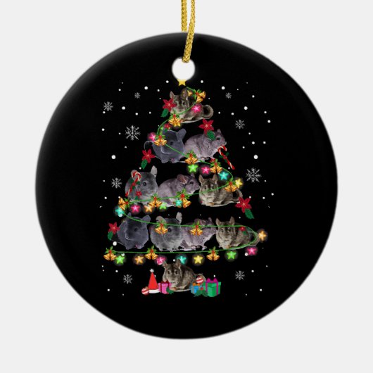 Chinchilla Christmas Tree Funny Rodents Lover Xmas Keramik Ornament (Vorne)