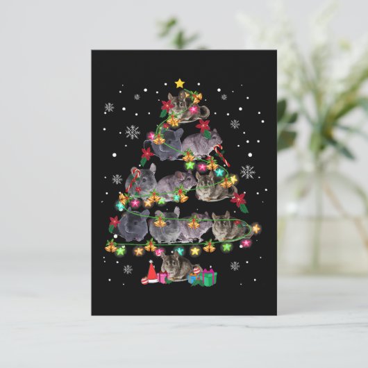 Chinchilla Christmas Tree Funny Rodents Lover Xmas RSVP Karte (Stehend Vorderseite)