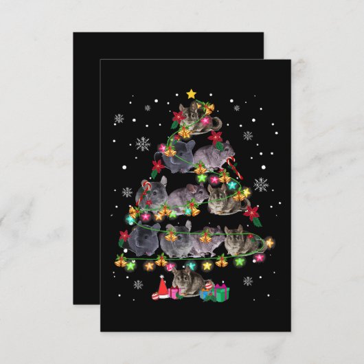 Chinchilla Christmas Tree Funny Rodents Lover Xmas RSVP Karte (Vorne/Hinten)