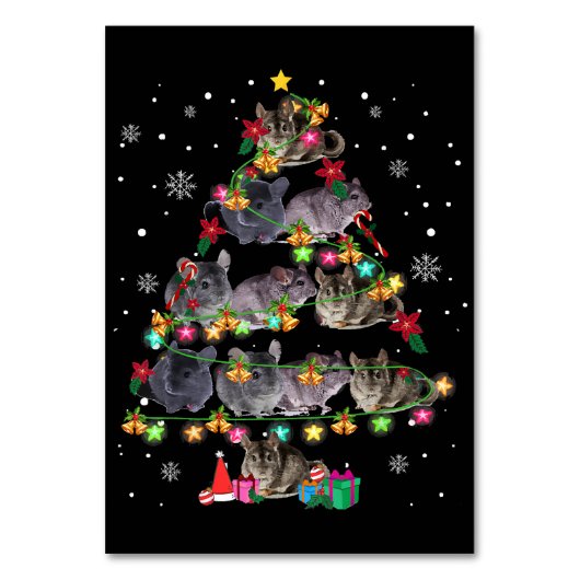 Chinchilla Christmas Tree Funny Rodents Lover Xmas Tischnummer (Vorderseite)