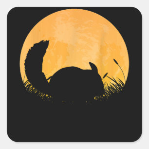 Chinchilla Easy Halloween Outfit Rodent Moon Quadratischer Aufkleber