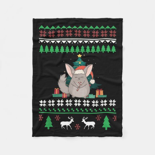 Chinchilla Funny Pet Ugge Weihnachtskurat Fleecedecke (Vorderseite)