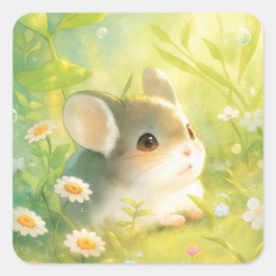 Chinchilla Garden Wonderland Quadratischer Aufkleber
