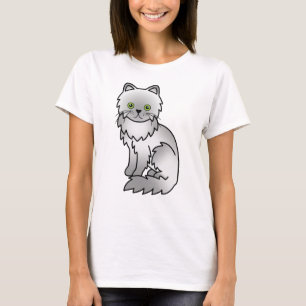 Chinchilla Grau Perser Süße Cartoon-Katze T-Shirt