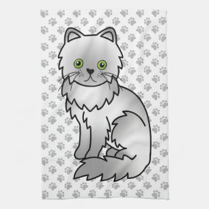 Chinchilla Gray Persischer Niedlicher Cartoon Katz Geschirrtuch
