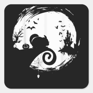 Chinchilla Halloween Costume Moon Silhouette Quadratischer Aufkleber