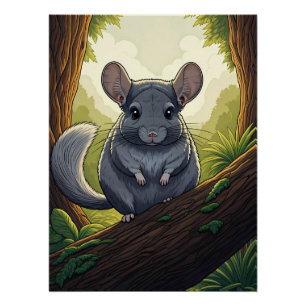 Chinchilla im Wald Poster
