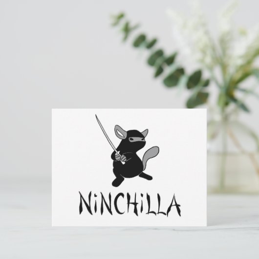 Chinchilla Ninja Postcard Postkarte (Stehend Vorderseite)
