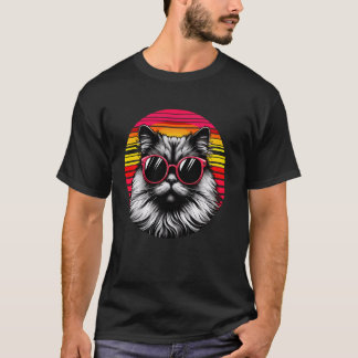 Chinchilla Perserkatze Retro Vintage Sonnenunterga T-Shirt