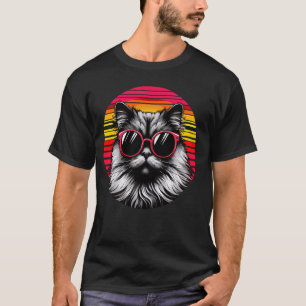 Chinchilla Persian Cat Retro Vintag Sunset Sungla T-Shirt