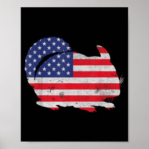Chinchilla Unabhängigkeitstag Patriotische USA-Fla Poster