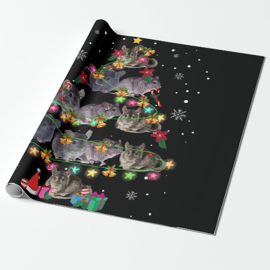 Chinchilla Weihnachtsbaum Funny Rodents Lover Xmas Geschenkpapier (Ungerollt)