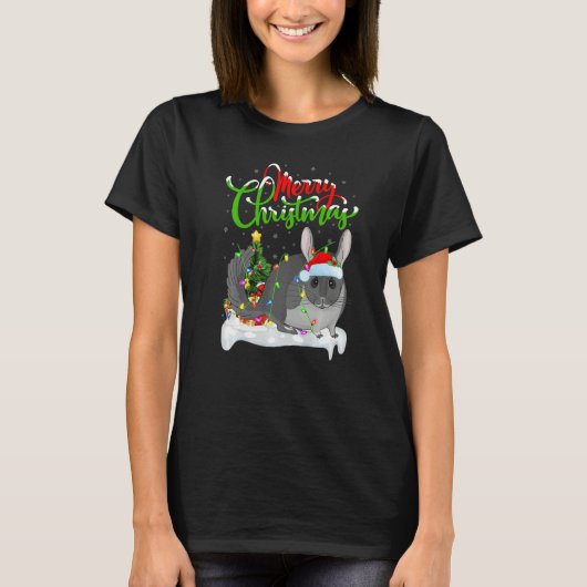 Chinchilla Xmas Decorations Santa Chinchilla Chri T-Shirt (Vorderseite)