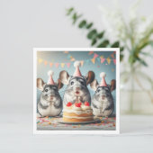 Chinchillas essen Kuchen Geburtstagseinladung Einladung (Stehend Vorderseite)