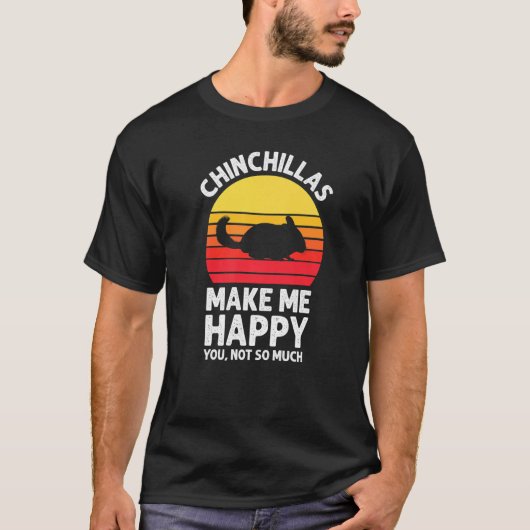 Chinchillas Make Me Happy Sunset Retro Chinchilla T-Shirt (Vorderseite)
