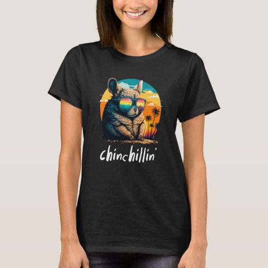 Chinchillin' Retro Groovy Chinchilla 4 T-Shirt (Vorderseite)