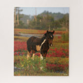 Chincoteague Foal Stehend in roten Blume Puzzle (Vertikal)