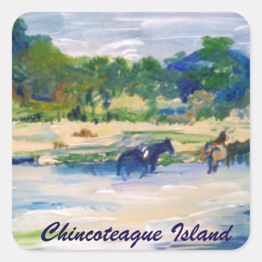Chincoteague Island Horse Painting Sticker (Vorderseite)