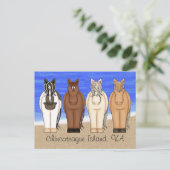 Chincoteague Island VA Ponies at Beach Horse Postkarte (Stehend Vorderseite)