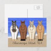 Chincoteague Island VA Ponies at Beach Horse Postkarte (Vorne/Hinten)