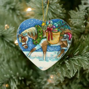 CHINCOTEAGUE PONIEN, NUR CHRISTMAS COLT & GIFTS KERAMIK ORNAMENT