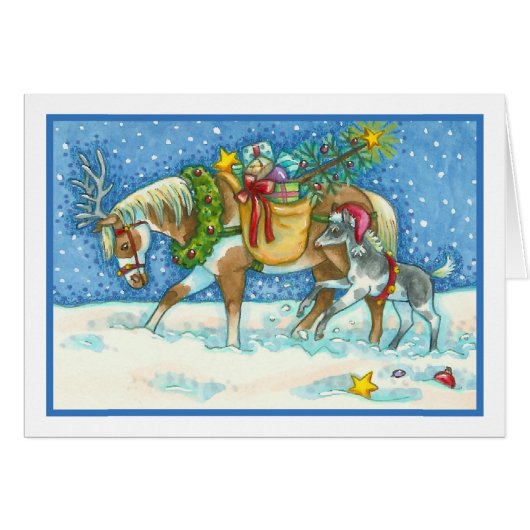 CHINCOTEAGUE PONIES CHRISTMAS GREETCARD Leere (Vorderseite (Horizontal))