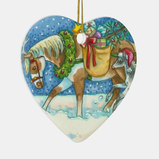 CHINCOTEAGUE PONIES CHRISTMAS HORSES UNTERZEICHNET KERAMIK ORNAMENT (Rechts)