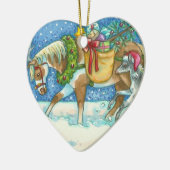 CHINCOTEAGUE PONIES CHRISTMAS HORSES UNTERZEICHNET KERAMIK ORNAMENT (Links)