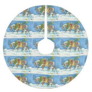 CHINCOTEAGUE PONIES CHRISTMAS TREE SKIRT POLYESTER WEIHNACHTSBAUMDECKE