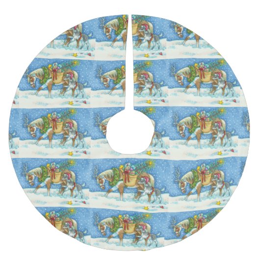 CHINCOTEAGUE PONIES CHRISTMAS TREE SKIRT POLYESTER WEIHNACHTSBAUMDECKE (Vorderseite)