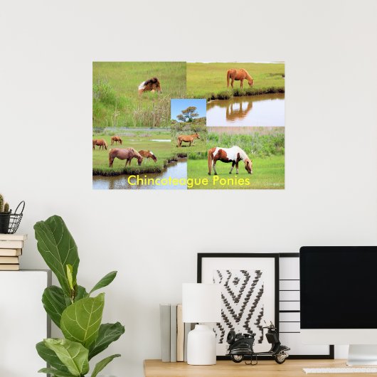Chincoteague Ponies Collage Poster (Heimbüro)