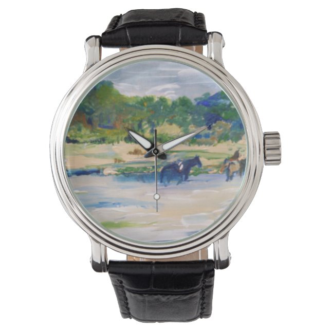 Chincoteague Ponies Painting Watch Armbanduhr (Vorderseite)