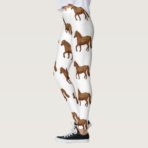 Chincoteague Pony Brown Wasserfarbe Malpferd Pferd Leggings
