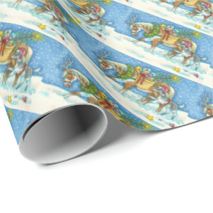 CHINCOTEAGUE PONY & COLT CHRISTMAS WRAPPPAPIER GESCHENKPAPIER