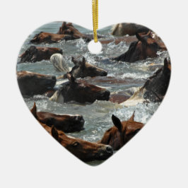 Chincoteague Pony-Schwimmen Keramikornament