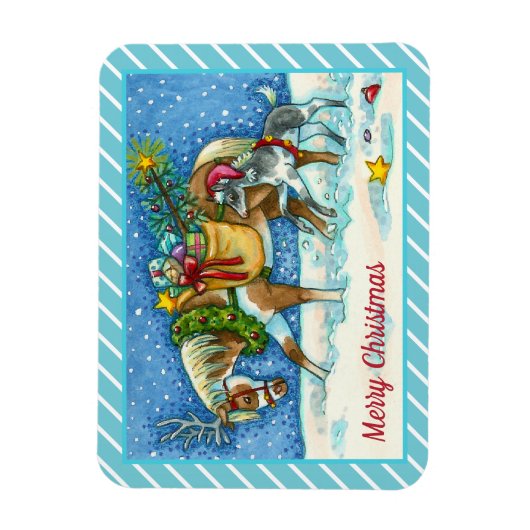 CHINCOTEAGUE PONY, URLAUB CHRISTMAS PORSE MAGNET (Vertikal)