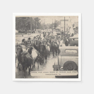 Chincoteague-Pony Vintage 1941 Postkarte Serviette