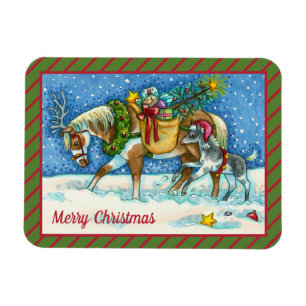 CHINCOTEAGUE PONY, WEIHNACHTEN CHRISTMAS PFERD MAGNET