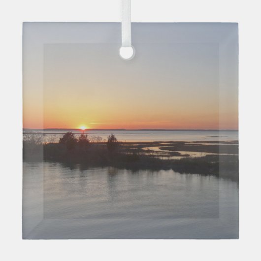 Chincoteague Sunset I Virginia Landschaft Ornament Aus Glas (Vorderseite)